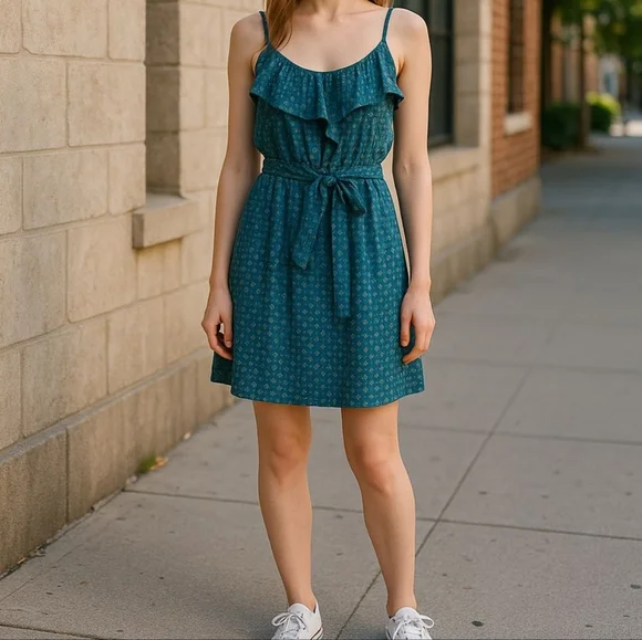 GAP Elegant Blue Patterned Dress - Picture 1 of 8